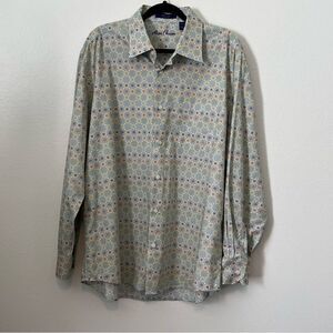 Alan Flusser Mens Sz XL Light Green  Dress Shirt Button Down Long Sleeves